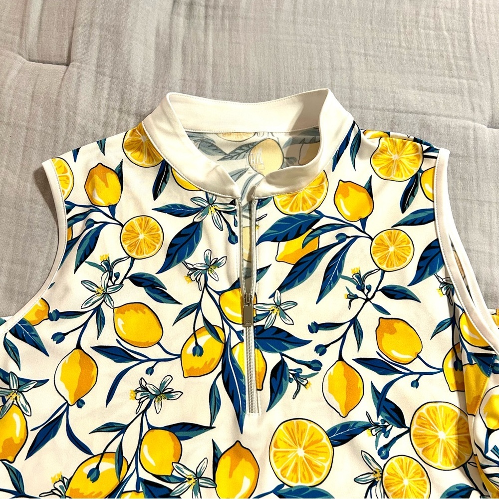 NWT Women’s Tail Activewear Lemon and Blue Leaf Print Tank Top Sz XL - Picture 3 of 8